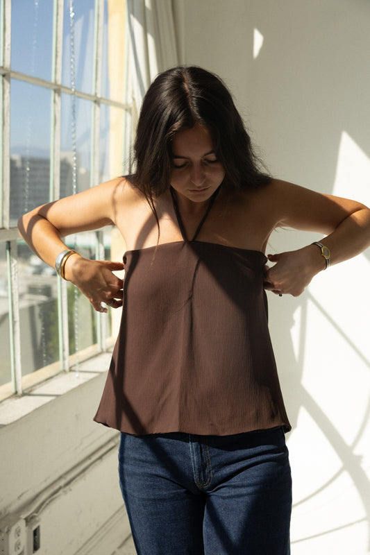 Silk Chiffon Halter Top