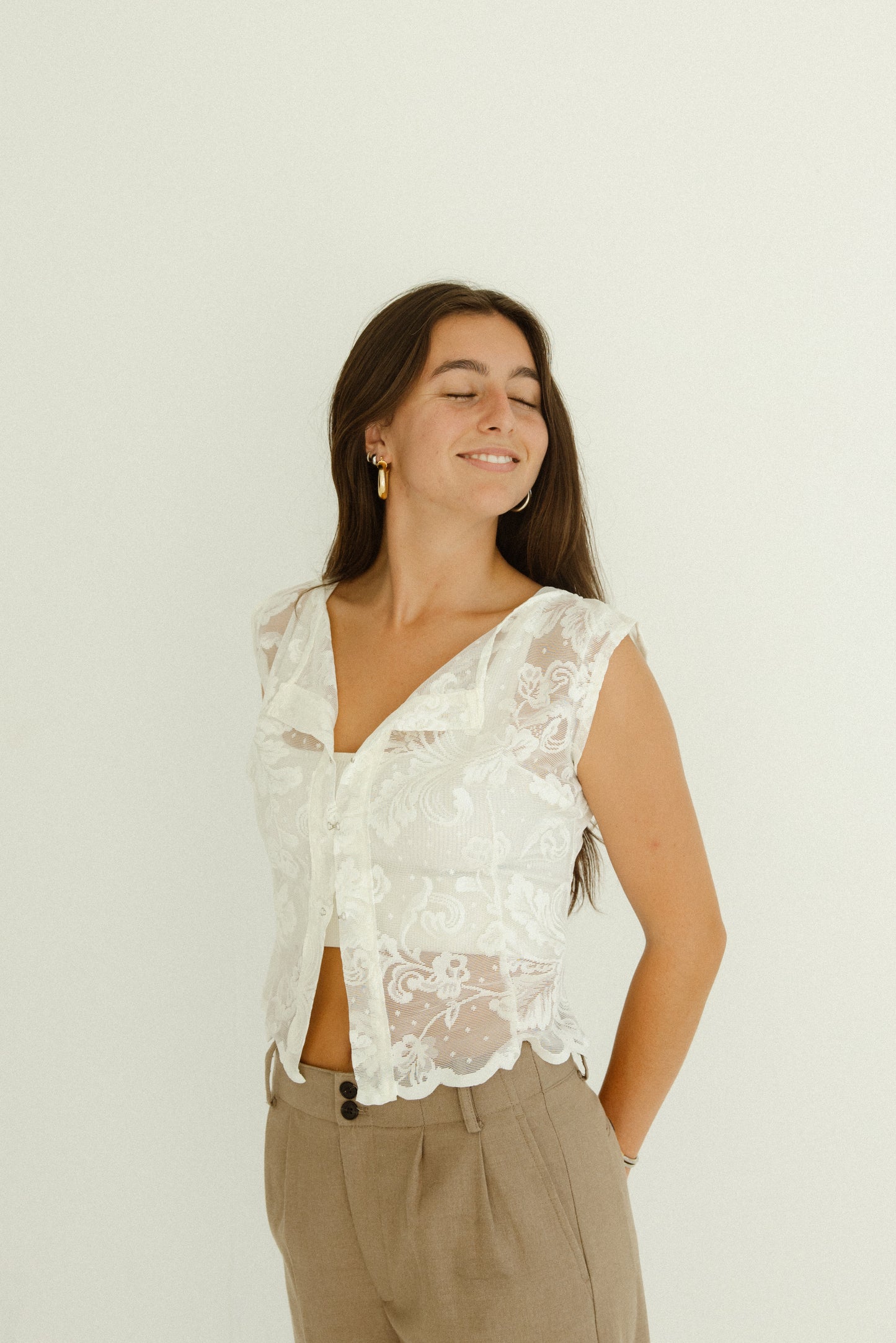 Lace Cap Sleeve Top