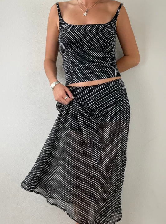 Polka Dot Maxi Skirt