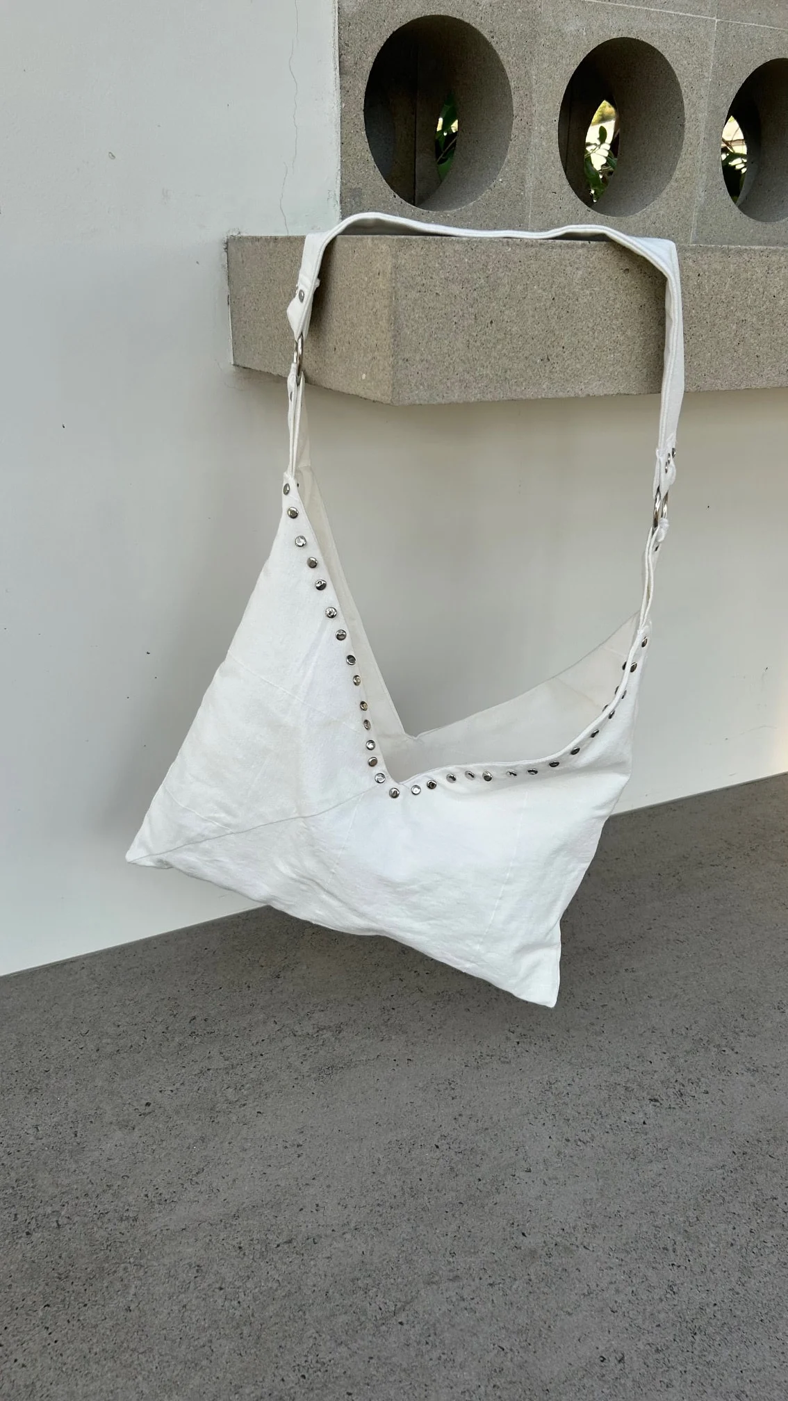 White Studded Origami Bag